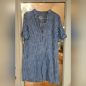 Anne Klein Chambray Zip Up Shift Dress Sz 10